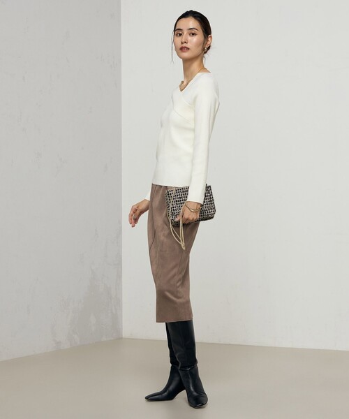 NOLLEY’S Sophi（ノーリーズソフィ）の「ウォッシャブルボンディングスエードインゴムタイトスカート（スカート・レディース・グレイッシュベージュ/ベビーピンク/カーキブラウン・38/36/40/34）」の6枚目の写真