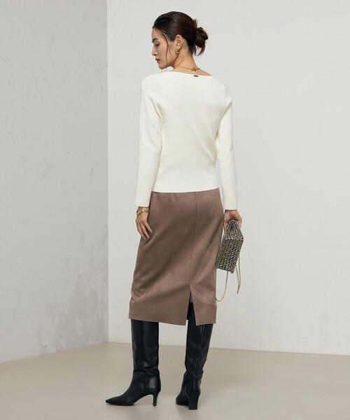 NOLLEY’S Sophi（ノーリーズソフィ）の「ウォッシャブルボンディングスエードインゴムタイトスカート（スカート・レディース・グレイッシュベージュ/ベビーピンク/カーキブラウン・38/36/40/34）」の7枚目の写真