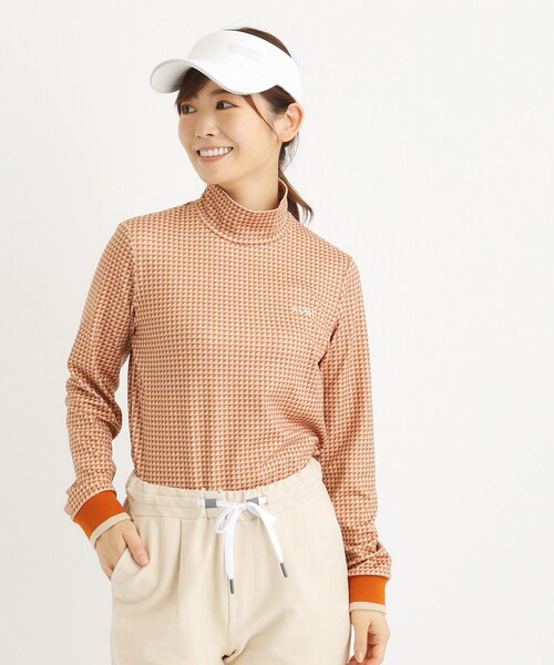 【セール】【ADBT】幾何学デザイン リブ袖 長袖モックネックプルオーバー（Tシャツ/カットソー）｜adabat（アダバット）