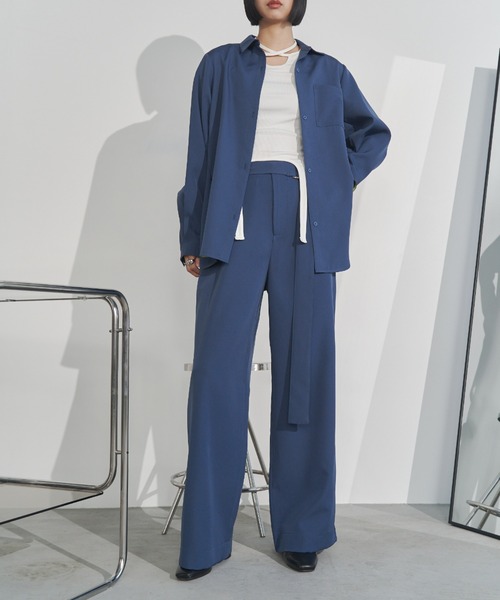 Solace(ソレイス)の「ベルト付きツータックスラックスパンツ/ セットアップ対応(スラックス・レディース・ブラウン/ネイビー・FREE)」の18枚目の写真