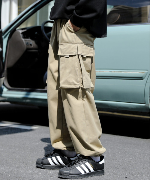 【セール】【neos】ルーズシルエット ジョガー ケミカルウォッシュ デニム＆ツイル カーゴ パンツ（カーゴパンツ）｜neos（ネオス）