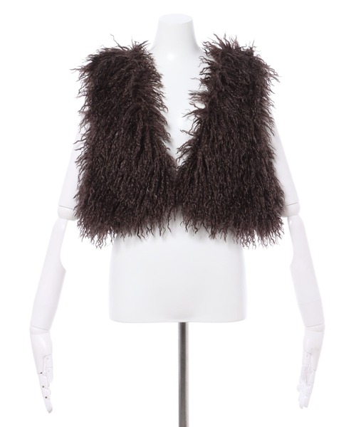 INGNI（イング）の「クロップド丈エコファーベスト（ベスト・レディース・ブラウン/グレー/アイボリー・M）」の13枚目の写真