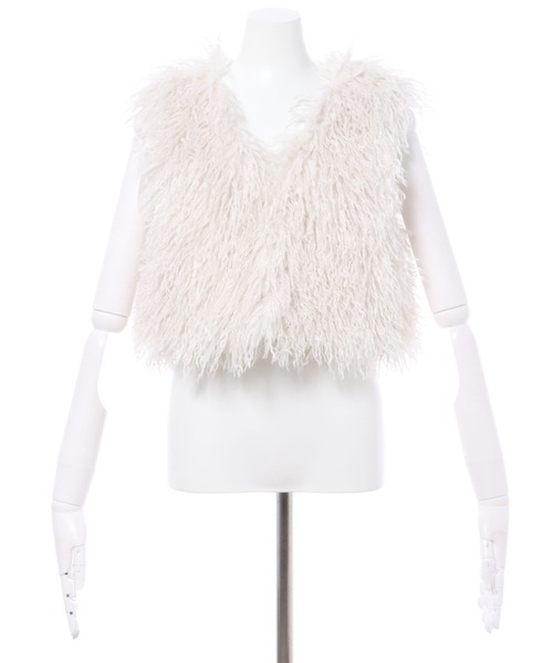 INGNI（イング）の「クロップド丈エコファーベスト（ベスト・レディース・ブラウン/グレー/アイボリー・M）」の11枚目の写真