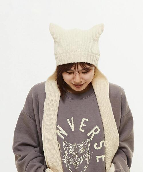 【セール】CAT EAR KNIT CAP MUFFLER（ニットキャップ/ビーニー）｜CONVERSE TOKYO（コンバーストウキョウ）ニットキャップ/ビーニー