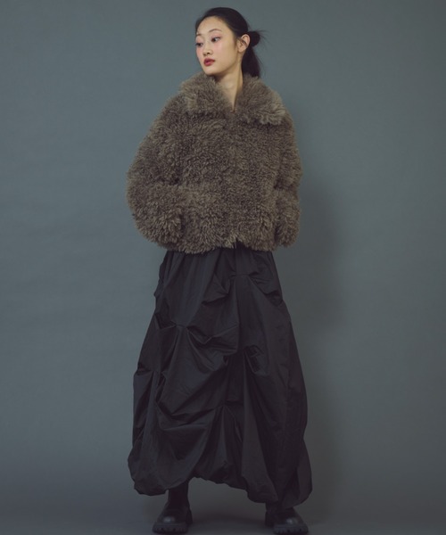 paravion（パラビオン）の「2WAYプードルボアショートジャケット（ブルゾン・レディース・ダークグレー/アイボリー・FREE）」の15枚目の写真