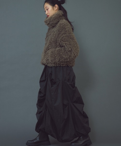 paravion（パラビオン）の「2WAYプードルボアショートジャケット（ブルゾン・レディース・ダークグレー/アイボリー・FREE）」の17枚目の写真