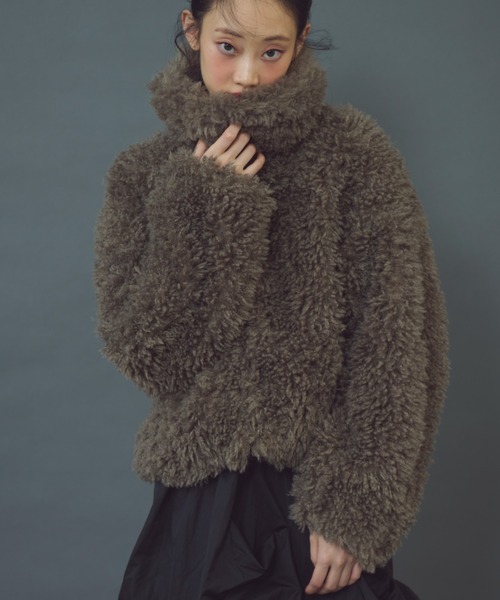 プードルボア カラーショートジャケット プードルボア2wayカラーショートジャケット（ブルゾン