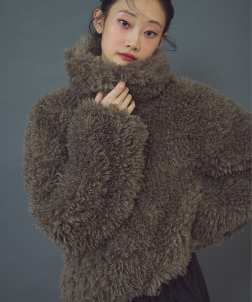 paravion（パラビオン）の「2WAYプードルボアショートジャケット（ブルゾン・レディース・ダークグレー/アイボリー・FREE）」の21枚目の写真