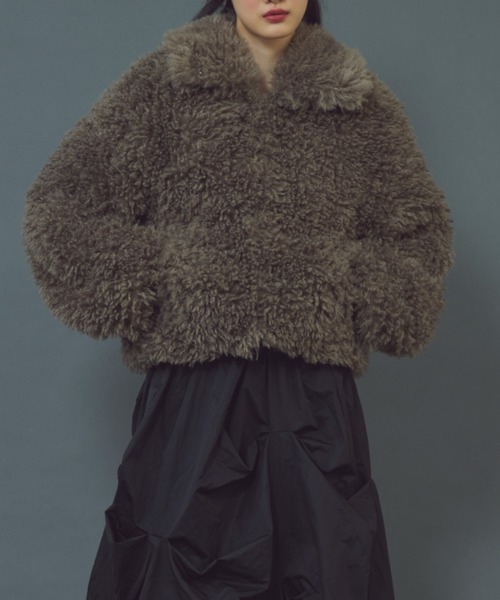 paravion（パラビオン）の「2WAYプードルボアショートジャケット（ブルゾン・レディース・ダークグレー/アイボリー・FREE）」の22枚目の写真