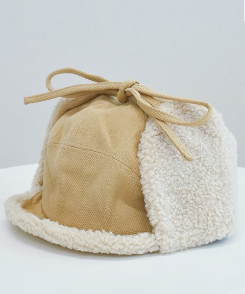 DAY CLOSET（デイ クローゼット）の「レディース コーデュロイ×ボアキルティングフライトキャップ 耳当て付き（キャップ・レディース・ベージュ/ブラック/キャメル・ONE SIZE）」の5枚目の写真