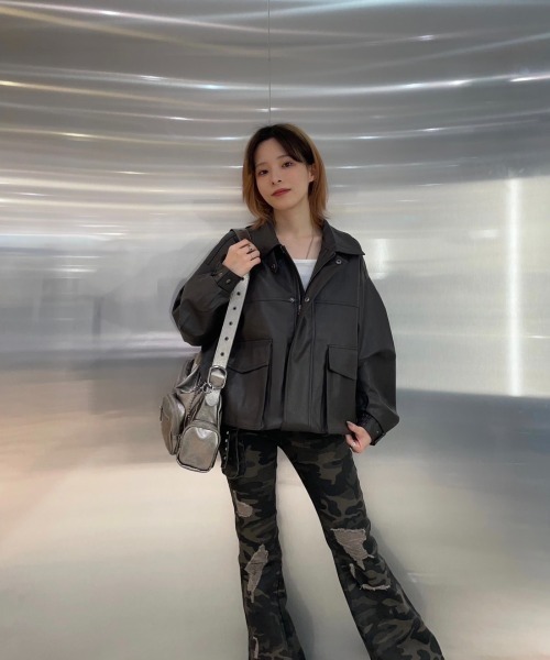 A'GEM/9 × .kom『FREEDEE/フリーディー』PUレザージャケット（ブルゾン