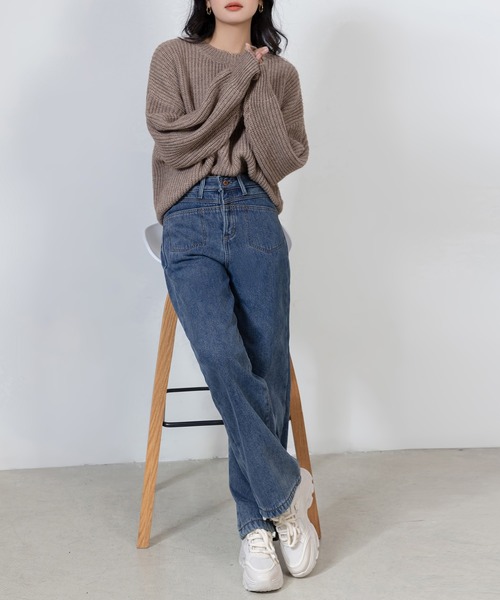 DAY CLOSET(デイ クローゼット)の「【吸湿発熱/裏起毛/大きいサイズ有】冬もぽかぽか スマートストレートデニムパンツ レディース(デニムパンツ・レディース・ブルー/ネイビー・L/XL/2XL/S/3XL/XS/M)」の12枚目の写真