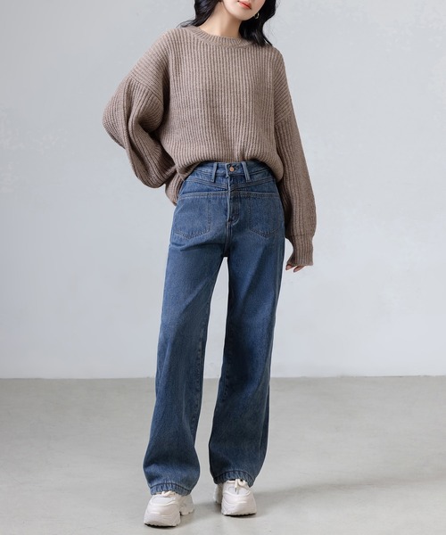 DAY CLOSET(デイ クローゼット)の「【吸湿発熱/裏起毛/大きいサイズ有】冬もぽかぽか スマートストレートデニムパンツ レディース(デニムパンツ・レディース・ブルー/ネイビー・L/XL/2XL/S/3XL/XS/M)」の13枚目の写真