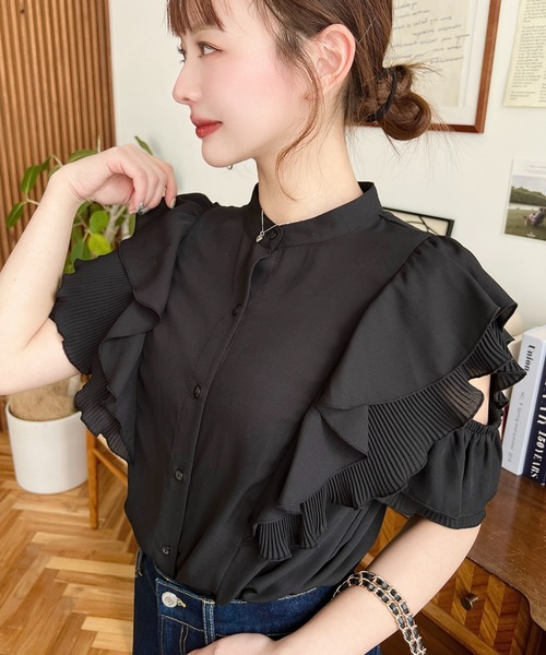 シフォンフリルブラウス fifth 【セットアップ対応】シフォン花柄フリルブラウス | 人気