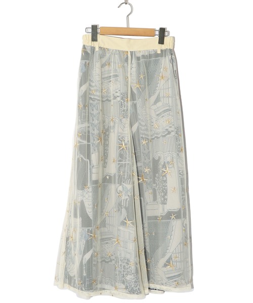 【セール】543243：レディの嗜みプリント×星刺繍チュール重ねパンツ（その他パンツ）｜iS ScoLar（イズスカラー）
