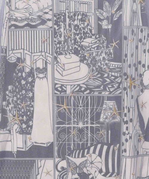 【セール】543243：レディの嗜みプリント×星刺繍チュール重ねパンツ（その他パンツ）｜iS ScoLar（イズスカラー）