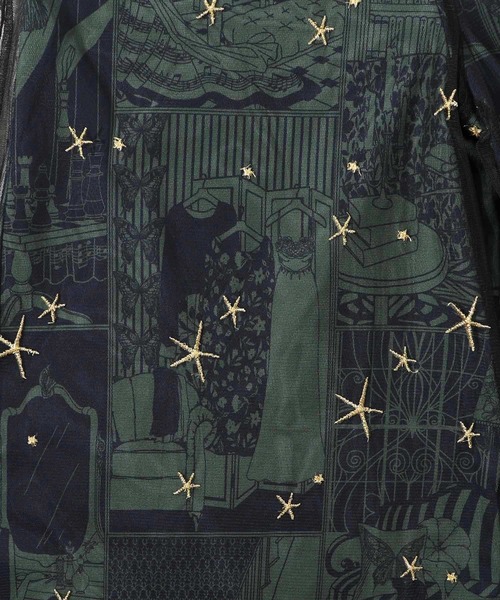 【セール】543243：レディの嗜みプリント×星刺繍チュール重ねパンツ（その他パンツ）｜iS ScoLar（イズスカラー）