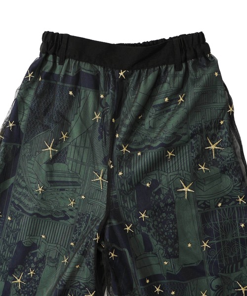 【セール】543243：レディの嗜みプリント×星刺繍チュール重ねパンツ（その他パンツ）｜iS ScoLar（イズスカラー）
