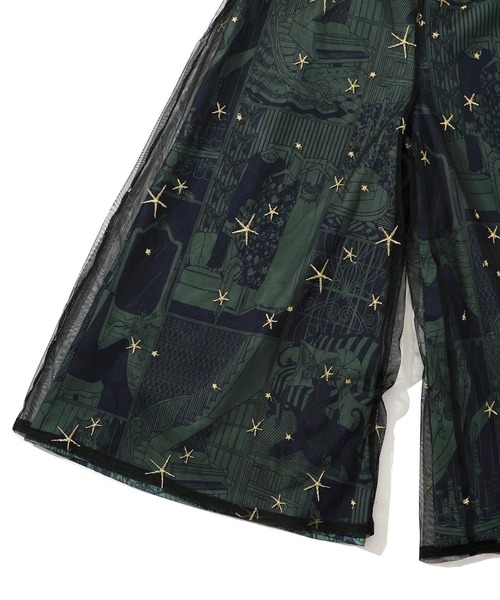 【セール】543243：レディの嗜みプリント×星刺繍チュール重ねパンツ（その他パンツ）｜iS ScoLar（イズスカラー）