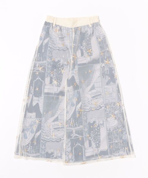 【セール】543243：レディの嗜みプリント×星刺繍チュール重ねパンツ（その他パンツ）｜iS ScoLar（イズスカラー）