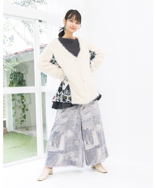 【セール】543243：レディの嗜みプリント×星刺繍チュール重ねパンツ（その他パンツ）｜iS ScoLar（イズスカラー）