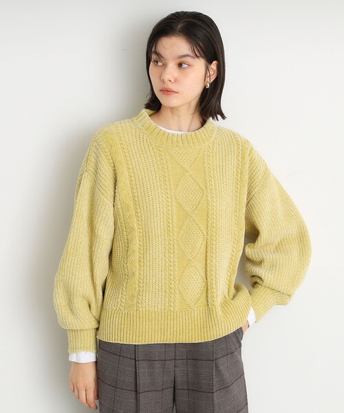 THE SHOP TK (ザ ショップ ティーケー )の「◆ラメケーブルモールニット【洗える】(ニット/セーター・レディース・ライトグレー/グリーン系/イエロー系その他/ネイビー/アイボリー・12/13)」の5枚目の写真