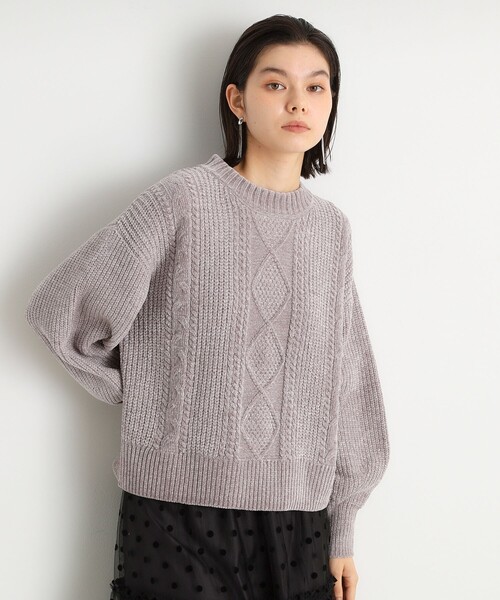 THE SHOP TK (ザ ショップ ティーケー )の「◆ラメケーブルモールニット【洗える】(ニット/セーター・レディース・ライトグレー/グリーン系/イエロー系その他/ネイビー/アイボリー・12/13)」の6枚目の写真