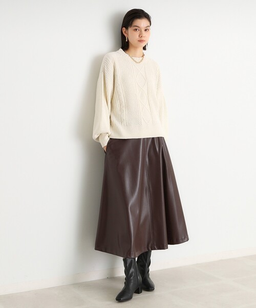 THE SHOP TK (ザ ショップ ティーケー )の「◆ラメケーブルモールニット【洗える】(ニット/セーター・レディース・ライトグレー/グリーン系/イエロー系その他/ネイビー/アイボリー・12/13)」の7枚目の写真