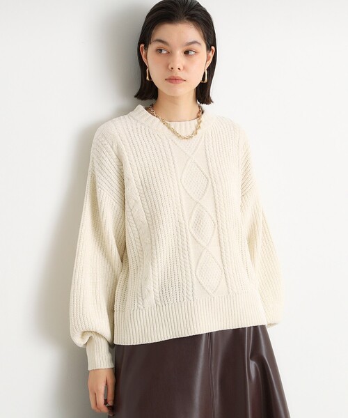 THE SHOP TK (ザ ショップ ティーケー )の「◆ラメケーブルモールニット【洗える】(ニット/セーター・レディース・ライトグレー/グリーン系/イエロー系その他/ネイビー/アイボリー・12/13)」の8枚目の写真