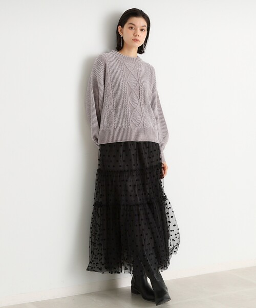 THE SHOP TK (ザ ショップ ティーケー )の「◆ラメケーブルモールニット【洗える】(ニット/セーター・レディース・ライトグレー/グリーン系/イエロー系その他/ネイビー/アイボリー・12/13)」の10枚目の写真