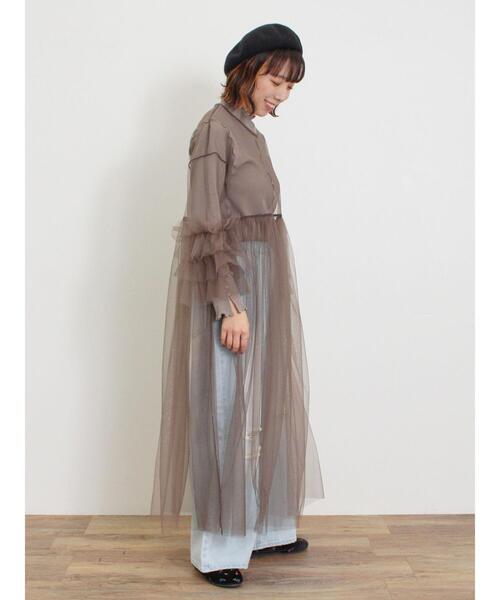 Samansa Mos2（サマンサ モスモス）の「インナーSETチュールワンピース（ワンピース・レディース・ブラック/モカ/キナリ/ミント・F）」の14枚目の写真