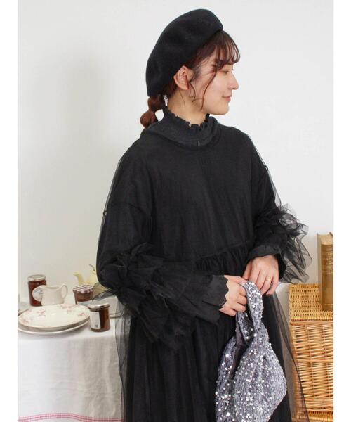 Samansa Mos2（サマンサ モスモス）の「インナーSETチュールワンピース（ワンピース・レディース・ブラック/モカ/キナリ/ミント・F）」の20枚目の写真