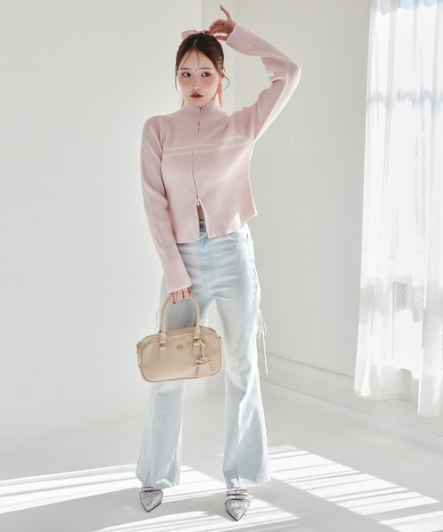 【未使用級♡着用1回】エリザベッタフランキ　ジップアップニットブルゾン　38 未使用級♡着用1回】エリザベッタフランキジップアップニットブルゾン38