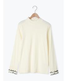 Samansa Mos2 | パターンメッシュ袖メローハイネックカットソー(Tシャツ/カットソー)