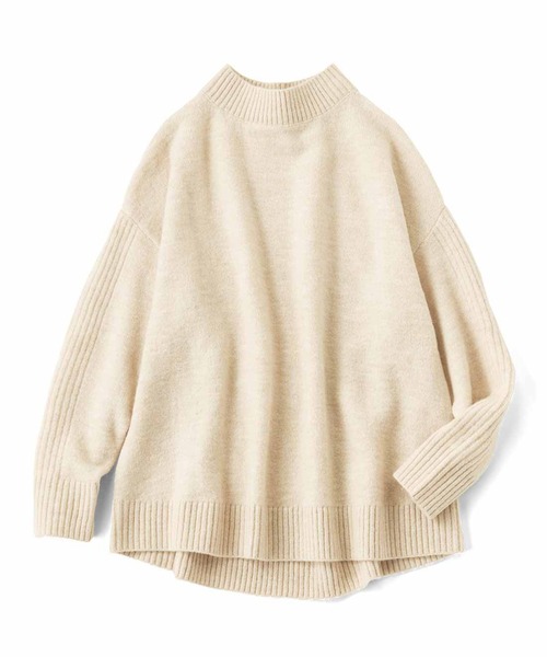 IEDIT（イディット）の「ＩＥＤＩＴ　マシンウオッシャブルがうれしい　すそラウンドシルエットの軽やかなウール＆アルパカ混ハイネックニット（ニット/セーター・レディース・ベージュ系その他/ライトブラウン/グレー・S/M/L/LL/3L/4L）」の11枚目の写真