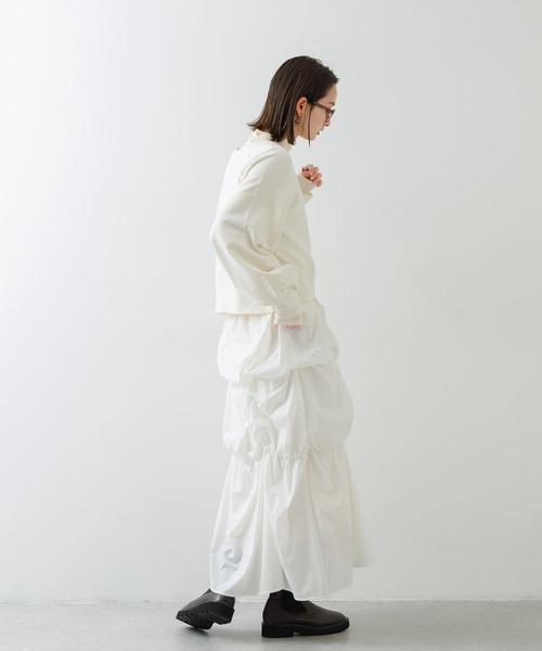 SENSE OF PLACE by URBAN RESEARCH（センスオブプレイスバイアーバンリサーチ）の「バルーンタックティアードスカート（スカート・レディース・カーキ/オフホワイト/ブラック・ONE）」の17枚目の写真