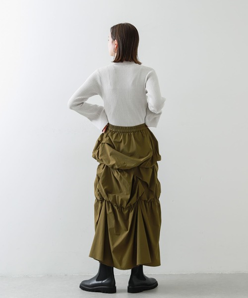 SENSE OF PLACE by URBAN RESEARCH（センスオブプレイスバイアーバンリサーチ）の「バルーンタックティアードスカート（スカート・レディース・カーキ/オフホワイト/ブラック・ONE）」の12枚目の写真