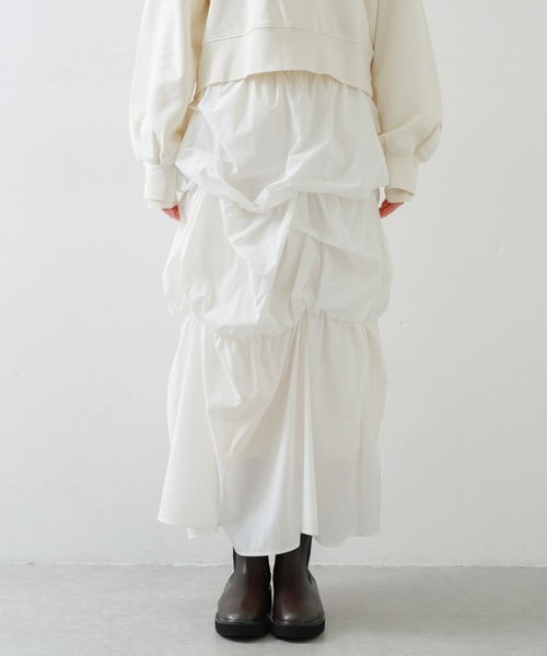 SENSE OF PLACE by URBAN RESEARCH（センスオブプレイスバイアーバンリサーチ）の「バルーンタックティアードスカート（スカート・レディース・カーキ/オフホワイト/ブラック・ONE）」の13枚目の写真