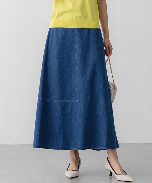 セール】【洗える】ライトダンガリー フレア スカート（スカート）｜23