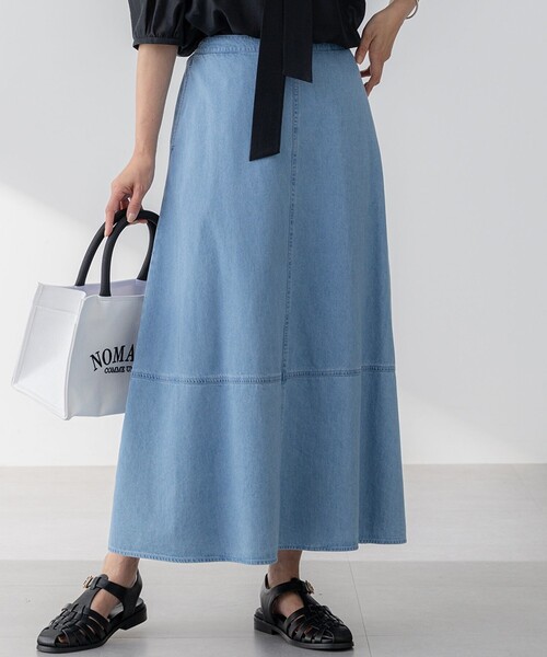 セール】【洗える】ライトダンガリー フレア スカート（スカート）｜23