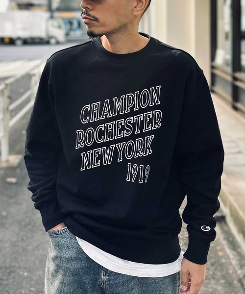 セール】【Champion】ロゴプリントクルー（スウェット