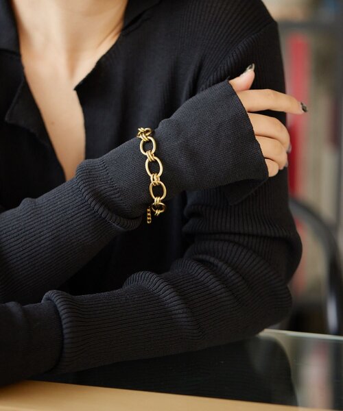 《金属アレルギー対応/ステンレス》ビッグDチェーンブレスレット（ブレスレット）｜ear PAPILLONNER（イアパピヨネ）