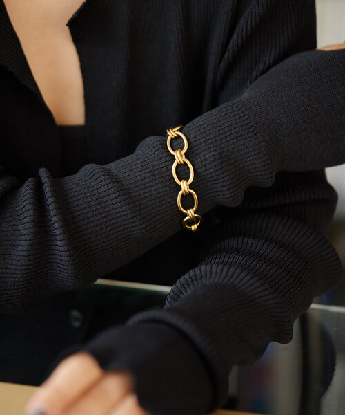 ear PAPILLONNER（イアパピヨネ）の「《金属アレルギー対応/ステンレス》ビッグDチェーンブレスレット（ブレスレット・レディース・ゴールド/シルバー・FREE）」の15枚目の写真