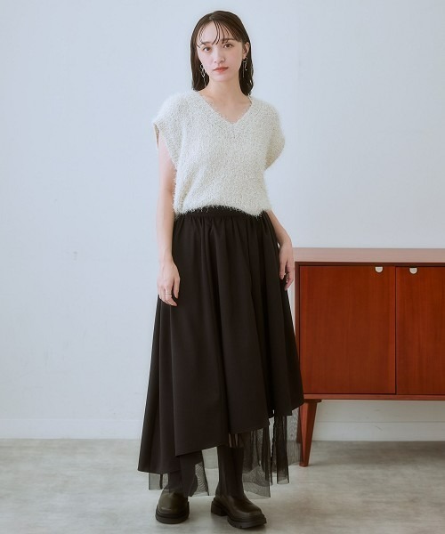 nissen（ニッセン）の「ブラッシュシャギーニットベスト（ニット/セーター・レディース・グレー/キナリ・3L/LL/L/M/S）」の6枚目の写真