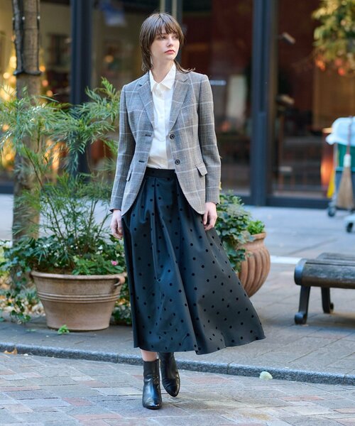 DRESSTERIOR(ドレステリア)の「尾州ウールコットングレンチェックジャケット(テーラードジャケット・レディース・ブラウン系2・34/36/38)」の8枚目の写真