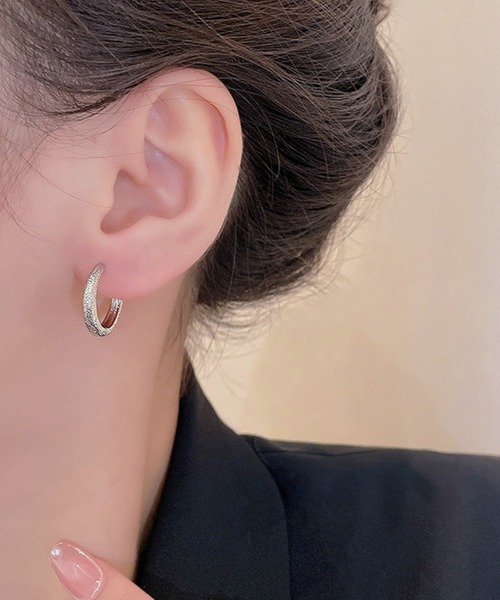 セール】フロステッドリングフープピアス/ペア(RO)（ピアス（両