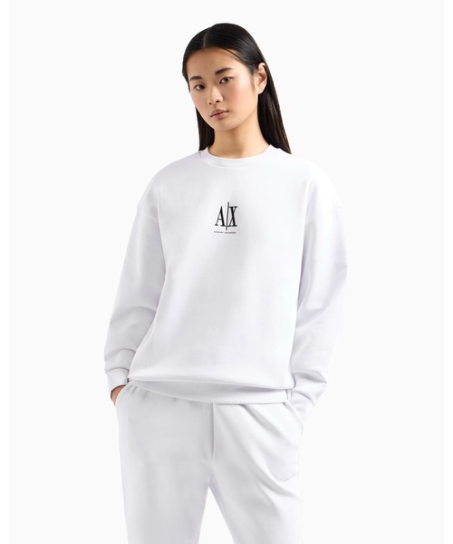 【レア】ami クルーネック スウェット ホワイト A|X アルマーニ エクスチェンジ】ICON クルーネックスウェットプル