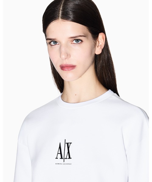 アルマーニ クルーネックスウェットシャツ エクスチェンジ ホワイト A|X アルマーニ エクスチェンジ＜オンライン限定＞AXロゴ クルー