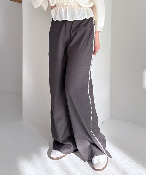 ArguE CulturE レッグスラックススーツパンツ蛇柄おしゃれパール MADE IN JAPAN』 new basic ウールフラノビーバーワイド