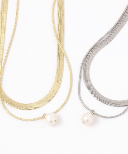 studio CLIP（スタディオクリップ）の「スネーク2連パールネックレス（ネックレス・レディース・その他1/その他2・FREE）」の5枚目の写真